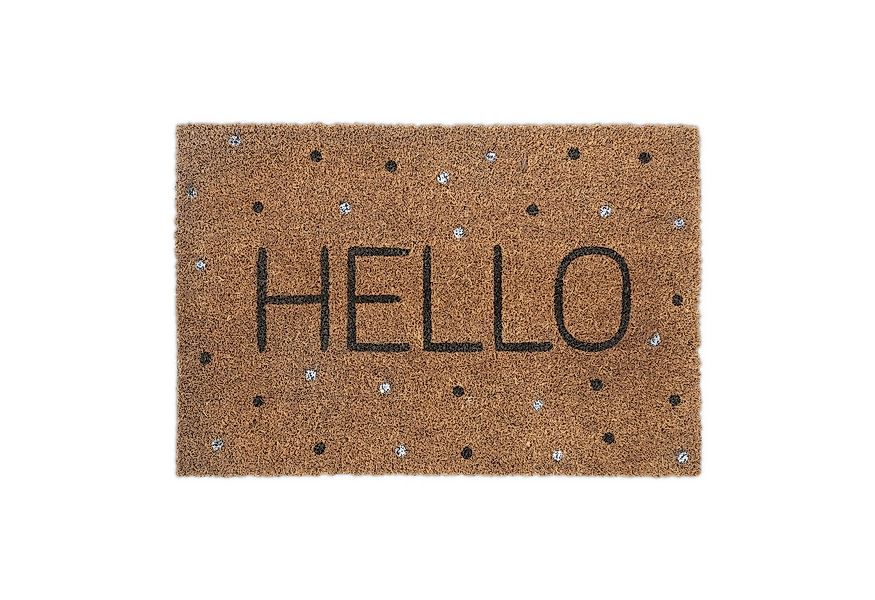 relaxdays Fußmatte Kokos Fußmatte Hello mit Punkten, Höhe: 15 mm günstig online kaufen