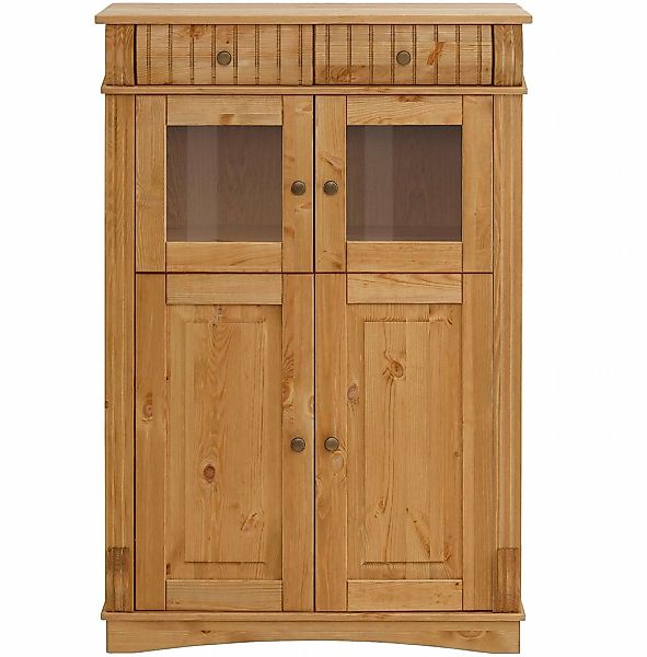 OTTO home Highboard "Teresa Mini-Vitrine mit Glastüren und 2 Schubkästen" K günstig online kaufen