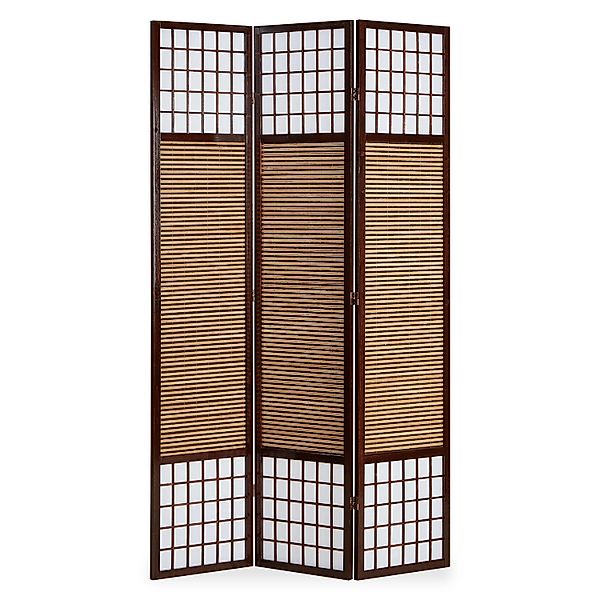 Homestyle4u 3-tlg. Paravent in Braun 120x200 cm 875 günstig online kaufen