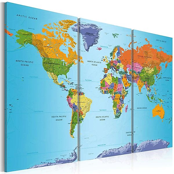 Wandbild - World Map: Colourful Note günstig online kaufen