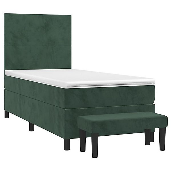 vidaXL Boxspringbett Boxspringbett mit Matratze Dunkelgrün 90x190 cm Samt B günstig online kaufen