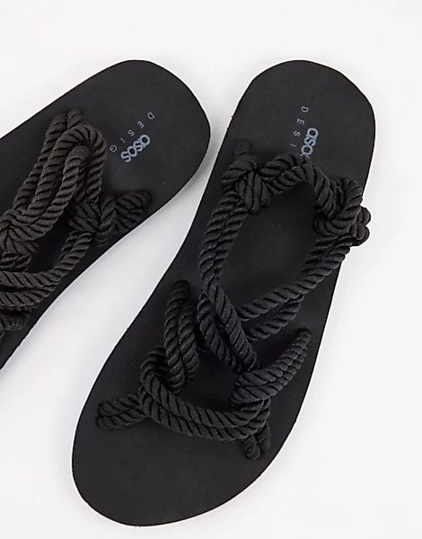 ASOS DESIGN – Sandalen in Schwarz mit Kordelriemen günstig online kaufen