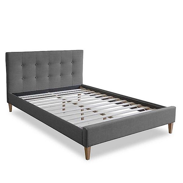 Homestyle4u Polsterbett 120x200 Stoffbett Grau Holzfüße Doppelbett (Set, Be günstig online kaufen