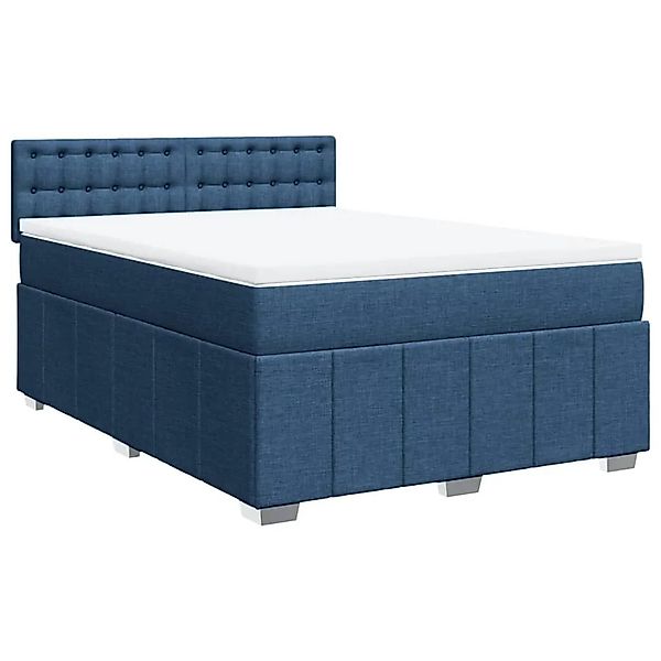 vidaXL Boxspringbett mit Matratze Blau 160x200 cm Stoff 3287139 günstig online kaufen
