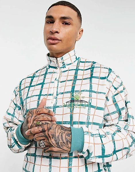 ASOS DESIGN – Oversize-Sweatshirt aus Velours mit kurzem Reißverschluss und günstig online kaufen