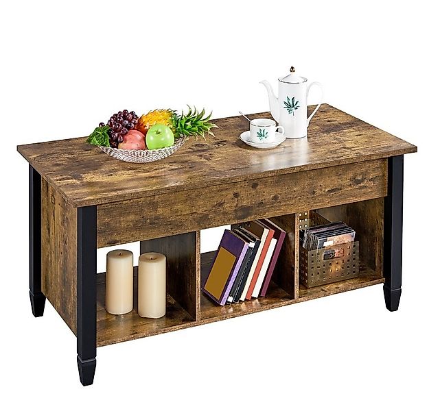 Yaheetech Couchtisch Höhenverstellbarer Sofatisch, Kaffeetisch mit Versteck günstig online kaufen