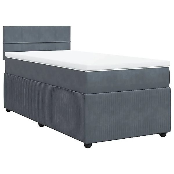 vidaXL Boxspringbett mit Matratze Dunkelgrau 90x200 cm Samt 3287651 günstig online kaufen