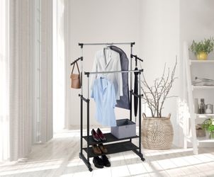 WENKO Kleiderständer "Modell All Inn" Garderobenständer mit 2 Ablagen und 2 günstig online kaufen