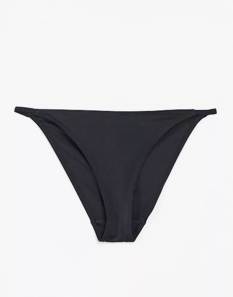 Monki – Marie Recycled – Tanga-Bikinihose in Schwarz günstig online kaufen