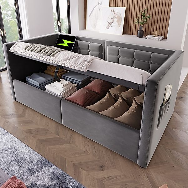 STILVORA Schlafsofa mit Bettkasten,Polsterbett 90x190 mit günstig online kaufen