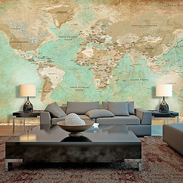 XXL Tapete - Turquoise World Map II günstig online kaufen