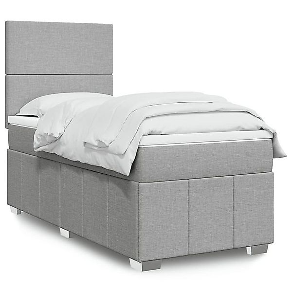 vidaXL Bettgestell Boxspringbett mit Matratze Hellgrau 90x200 cm Stoff Bett günstig online kaufen