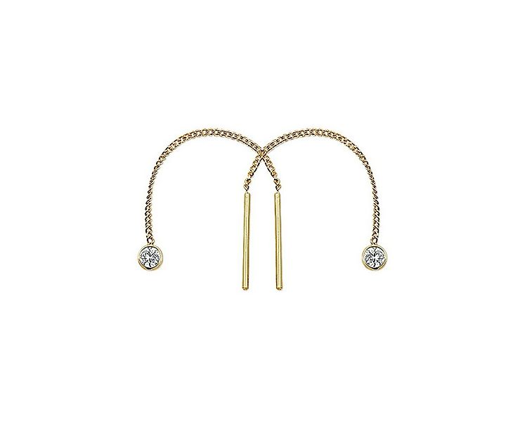 NICEANDnoble Paar Ohrhänger 585er Gelbgold Ohrhänger Durchzieher mit Zirkon günstig online kaufen