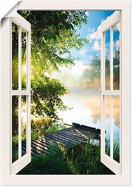 Artland Wandbild "Fensterblick Angelsteg am Fluss" Fensterblick 1 Stk. tlg. günstig online kaufen