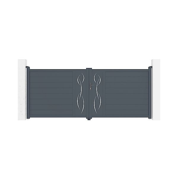 Casanoov Flügeltor 3 5M Life H 140Cm & 2 Pfosten H 166Cm Aluminium Grau günstig online kaufen