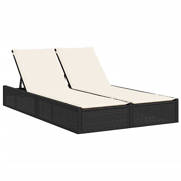 vidaXL Gartenliege Doppel-Sonnenliege mit Kissen Schwarz günstig online kaufen