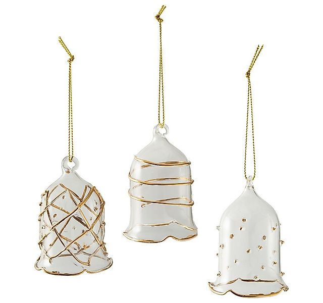 Villeroy & Boch Dekofigur Winter Collage Accessoires Glasglocke gold Set3 ( günstig online kaufen