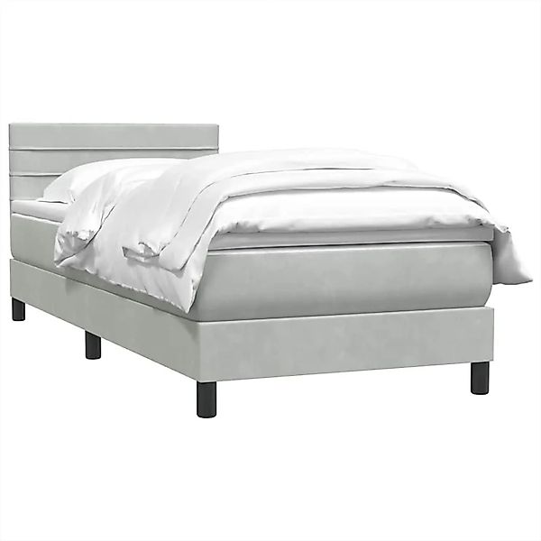 vidaXL Boxspringbett mit Matratze Hellgrau 90x220 cm Samt 3316335 günstig online kaufen