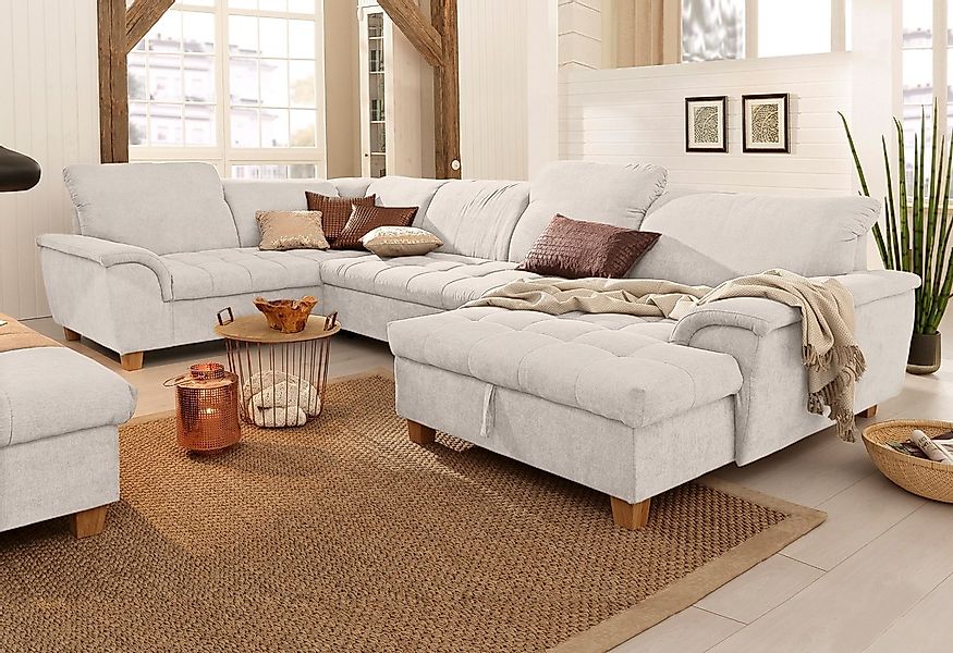 Home affaire Wohnlandschaft "Lyla U-Form" wahlweise mit Rückenfunktion und günstig online kaufen