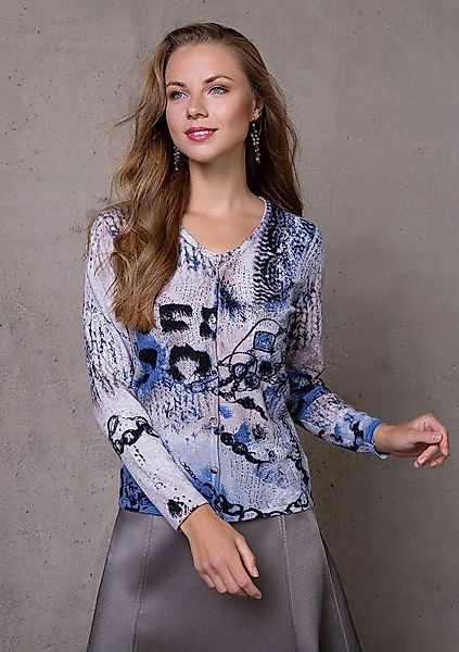 Passioni 2-in-1-Strickjacke mit Print in blau und schwarz Twinset günstig online kaufen