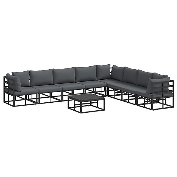vidaXL Garten-Sofa-Set mit Kissen 9-Tlg Schwarz Aluminium 3378875 günstig online kaufen