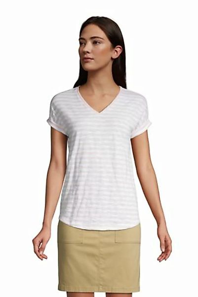 Shirt mit V-Ausschnitt, Damen, Größe: L Normal, Pink, Baumwoll-Mischung, by günstig online kaufen