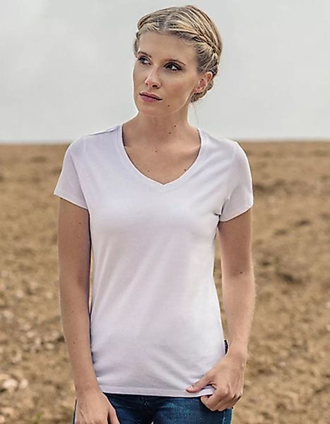 Damen Ladies Luxury V-neck T-shirt günstig online kaufen