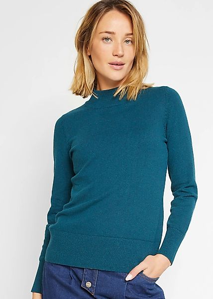 bonprix Strickpullover aus Baumwollmischung, mit Stehkragen, unifarben, beq günstig online kaufen