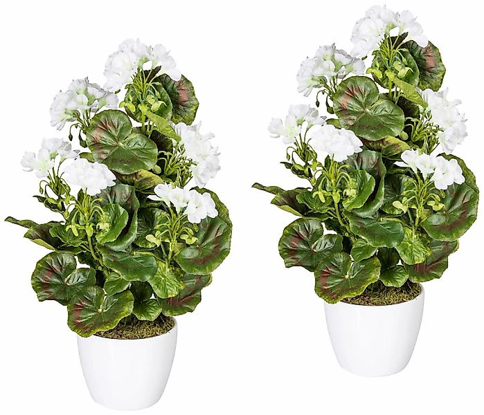 Creativ green Kunstpflanze "Geranienbusch rot", im Keramiktopf günstig online kaufen