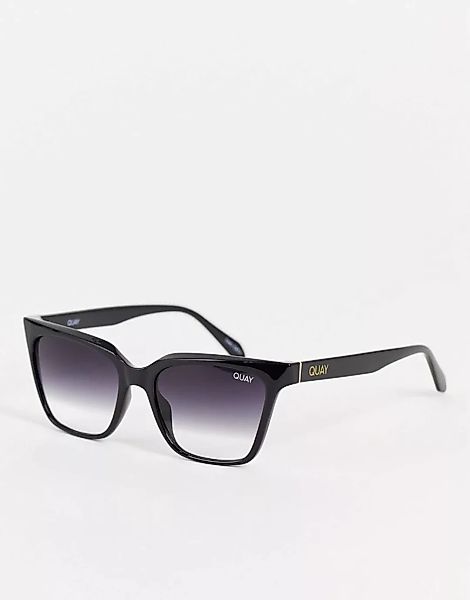 Quay – CEO – Eckige Damen-Sonnenbrille in Schwarz mit getönten Gläsern günstig online kaufen