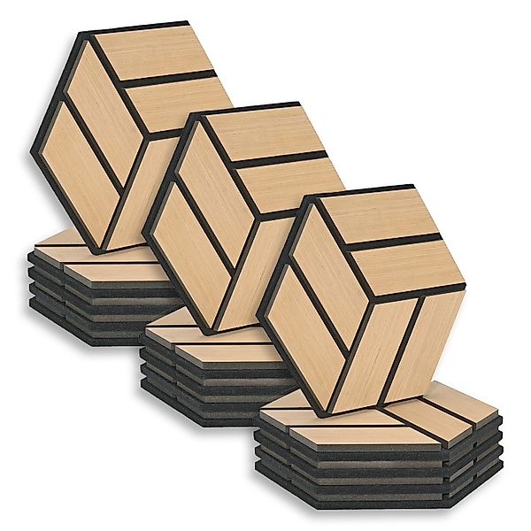Homestyle4u Akustikpaneele 30 x 26 cm 15 Stück Natur Hexagon Wandpaneele Ho günstig online kaufen