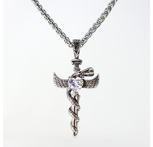 DALMARO Kette mit Anhänger Lederkette Edelstahlkette 316L SCHLANGENKREUZ, H günstig online kaufen