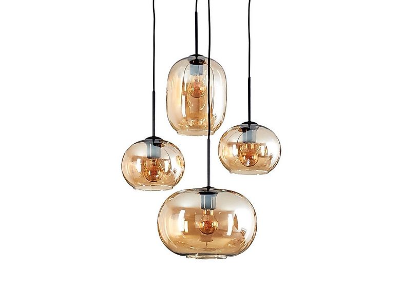 hofstein Hängeleuchte Hängelampe aus Metall/Glas in Schwarz/Bernsteinfarben günstig online kaufen