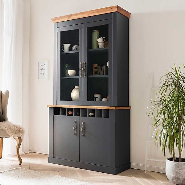 Bufettschrank Esszimmer im Landhausstil Anthrazit und Wildeichefarben günstig online kaufen