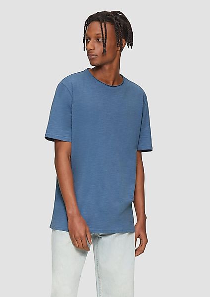 QS Kurzarmshirt Baumwollshirt mit Rollkante und günstig online kaufen