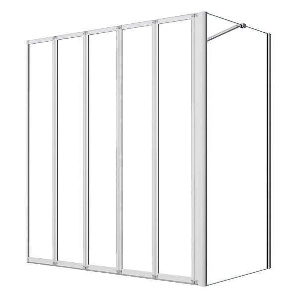AICA 120X140cm 5-teilig Weiß Badewannenfaltwand mit 70cm Seitewand Faltwand günstig online kaufen