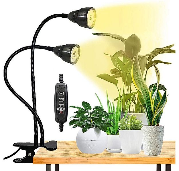 Rosnek Pflanzenlampe LED Grow Light,Doppelkopf,Vollspektrum,Timer,Clip-On,U günstig online kaufen