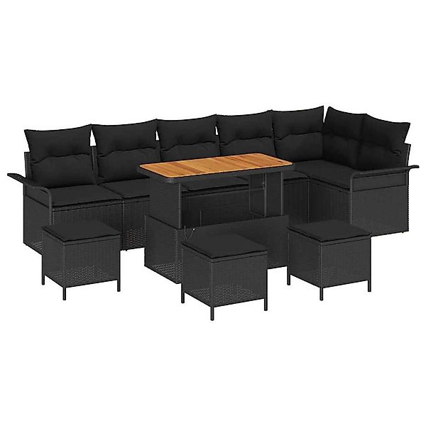 vidaXL Garten-Sofa-Set 10-Tlg Schwarz Poly Rattan 3362159 günstig online kaufen