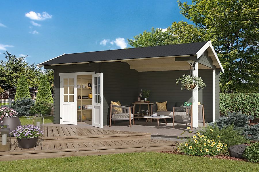 Nordic Holz Gartenhaus "Kenzo", (Anbau inkl. Rückwand) günstig online kaufen