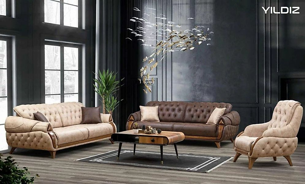JVmoebel Sofa Sofa 3 Sitzer Sofas Leder Dreisitzer Polster Design Klassisch günstig online kaufen