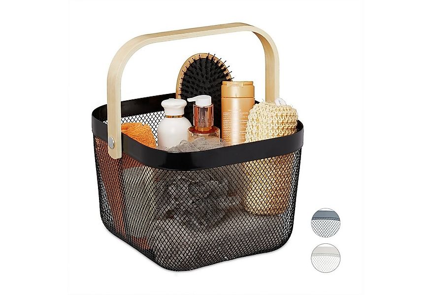 relaxdays Aufbewahrungskorb mit Griff, schwarz günstig online kaufen