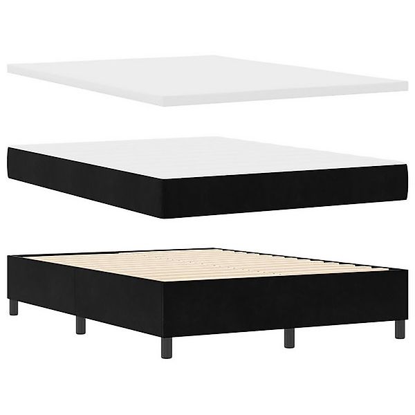 vidaXL Bett Boxspringbett mit Matratze & Bank Schwarz 140x190 cm Samt (2-tl günstig online kaufen
