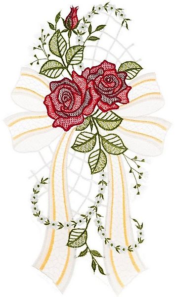 W. Reuter & Sohn - Plauener Spitze® Fensterbild Fensterbild "Rose" farbig günstig online kaufen