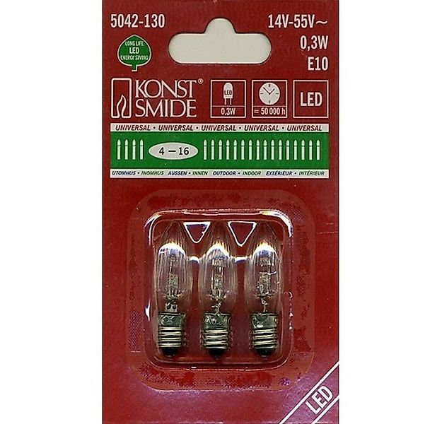 KONSTSMIDE Lichterkette 5042-130 Universal LED Glühbirne E10 3er klares Gla günstig online kaufen