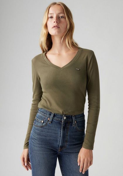 Levis Langarmshirt "ESSENTIAL HM LS VNECK" mit Logo Stickerei günstig online kaufen