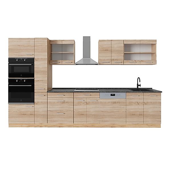 Vicco R-Line Küchenzeile Sonoma/Goldkraft Eiche 350 cm AP Anthrazit günstig online kaufen