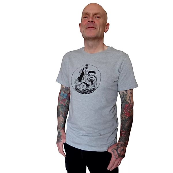 Faultier. Männer T-shirt, Faire Biobaumwolle, Grau. Handsiebdruck günstig online kaufen
