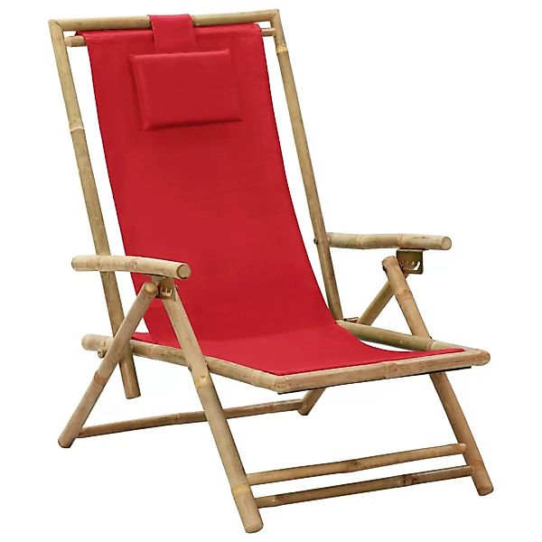 Verstellbarer Relaxstuhl Rot Bambus Und Stoff günstig online kaufen