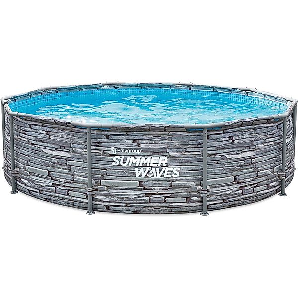 Summer Waves Rundpool Active Frame Steinoptik Grau Ø 305 cm x 76 cm günstig online kaufen