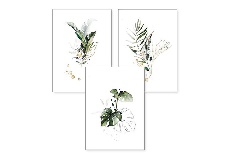 Kreative Feder Poster, Pflanzen (Set, 3 St), 3-teiliges Poster-Set, Wandbil günstig online kaufen